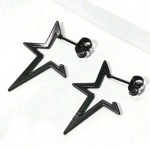 Dangle black star silver punk earrings women's jewelry accessories Gothic floral